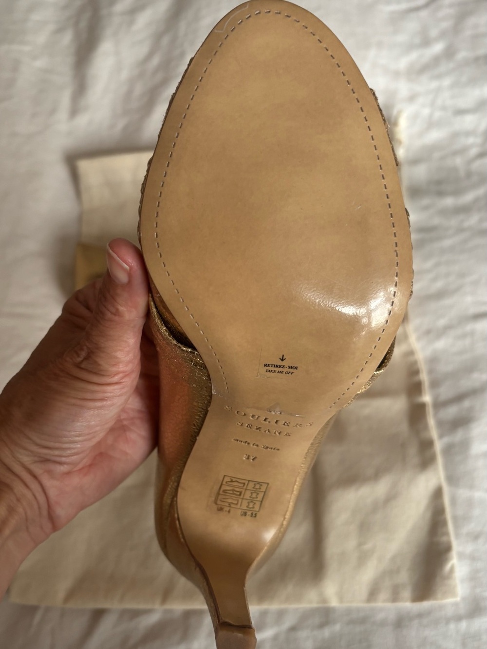 Sezane Metallic Gold Braided Peep-Toe Pumps - Picture 9 of 12